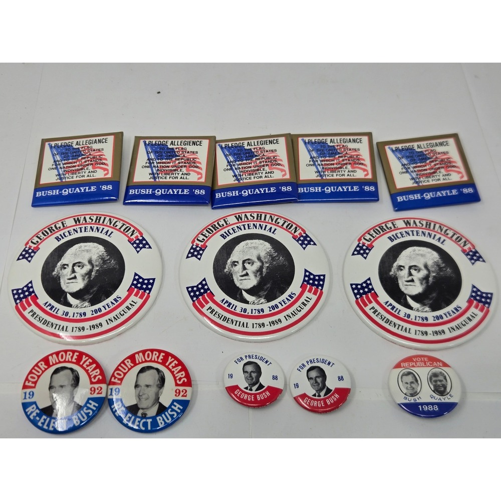 Vintage George H.W. Bush Quayle 1988 1992 Campaign Buttons Washington Pin Lot